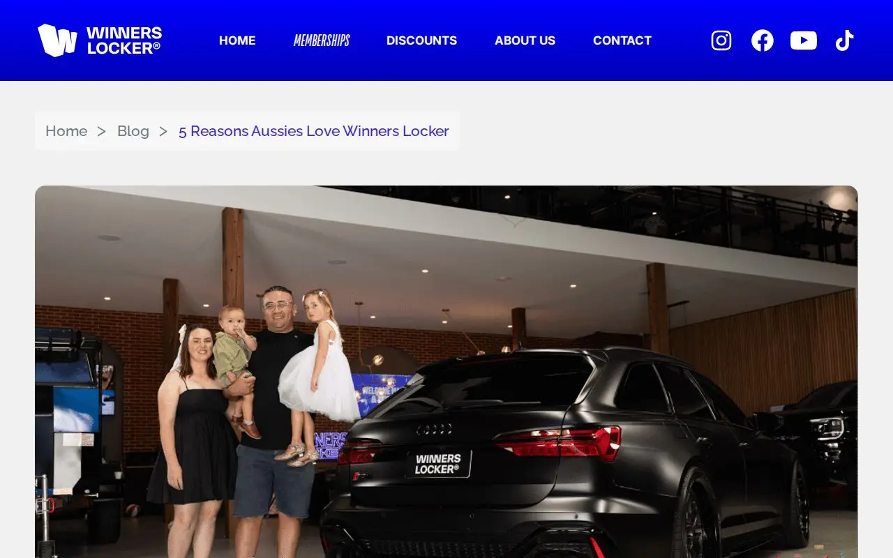 Landing page screenshot for winnerslocker.com.au
