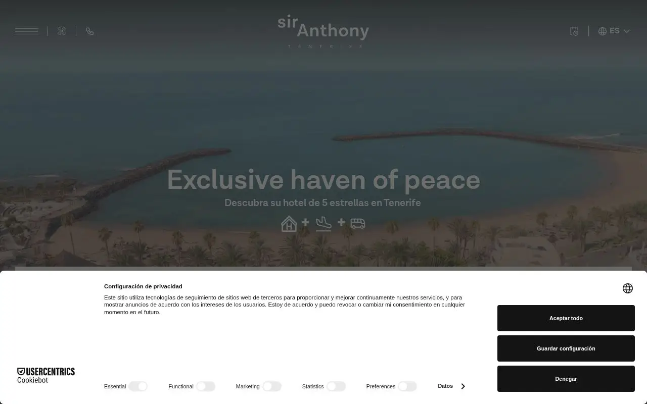 Landing page screenshot for siranthonyhotel.com