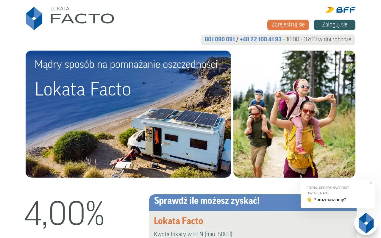 Landing page screenshot for lokatafacto.bff.com
