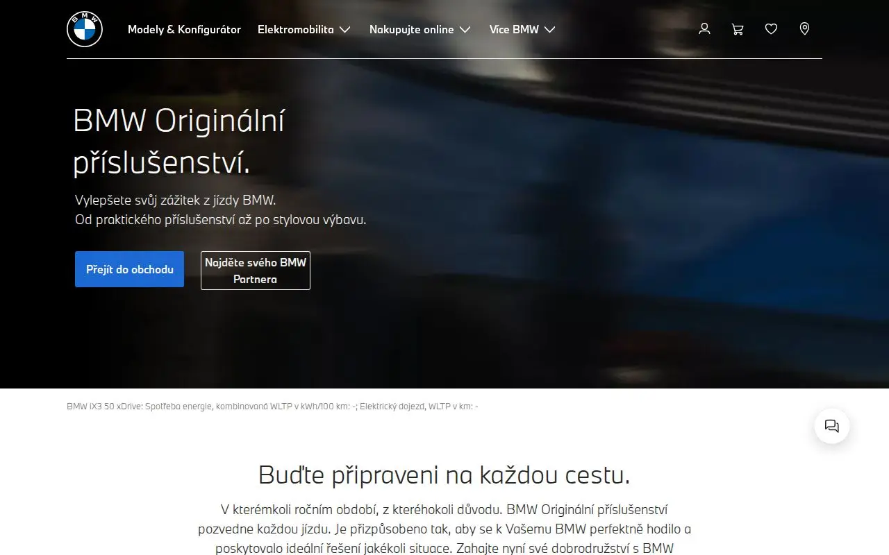 Landing page screenshot for www.bmw.cz