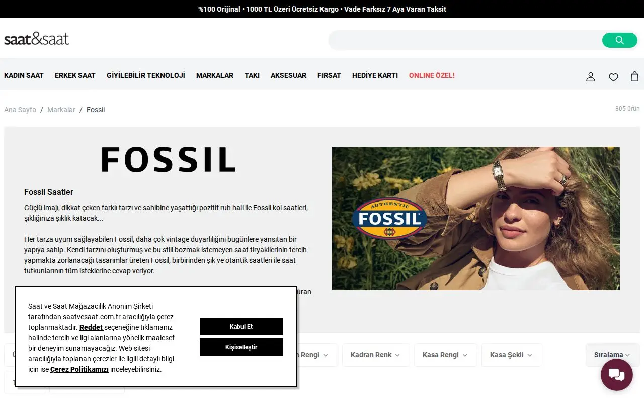 Landing page screenshot for www.saatvesaat.com.tr