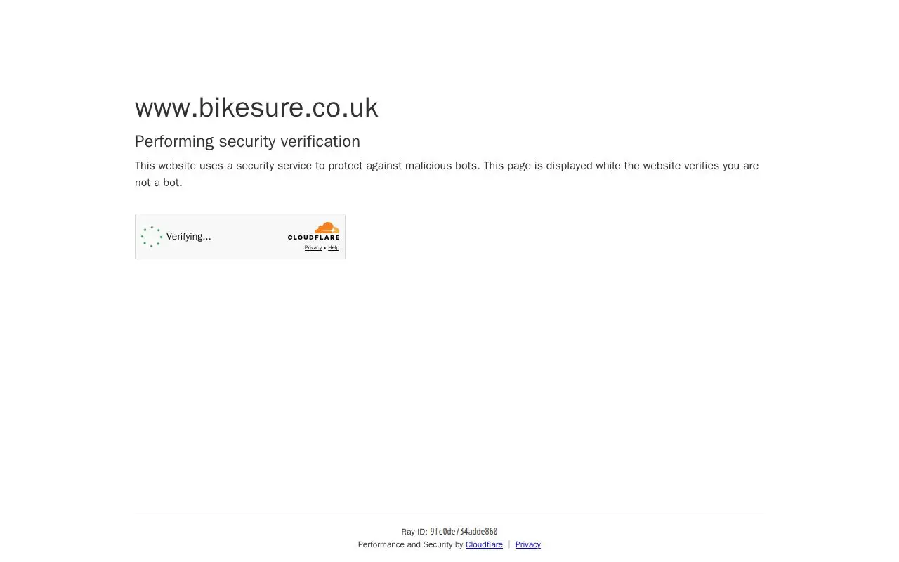 Landing page screenshot for www.bikesure.co.uk