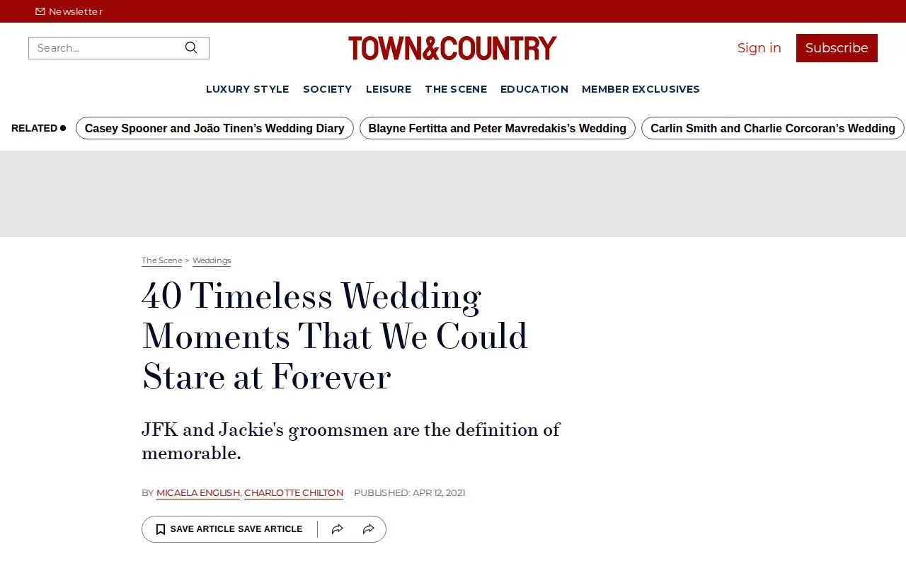 Landing page screenshot for www.townandcountrymag.com