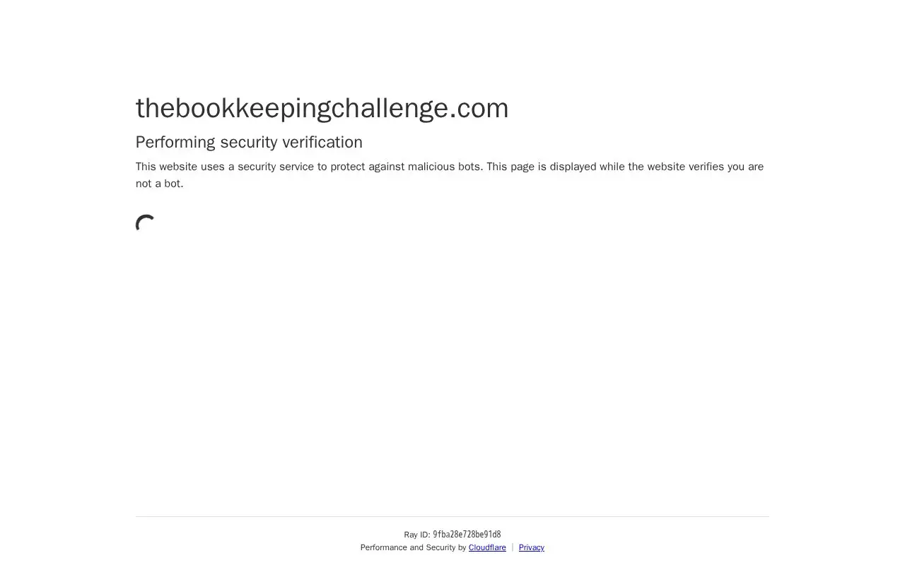 Landing page screenshot for thebookkeepingchallenge.com