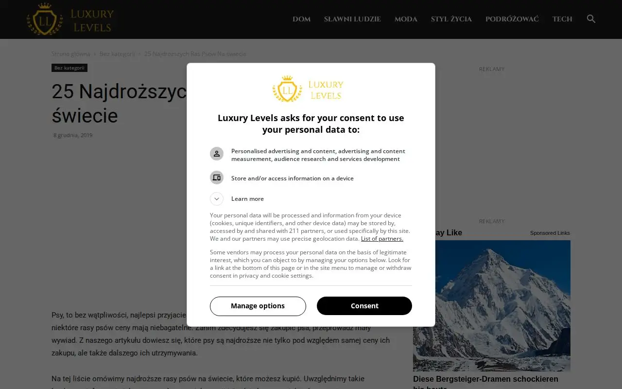 Landing page screenshot for luxurylevels.com