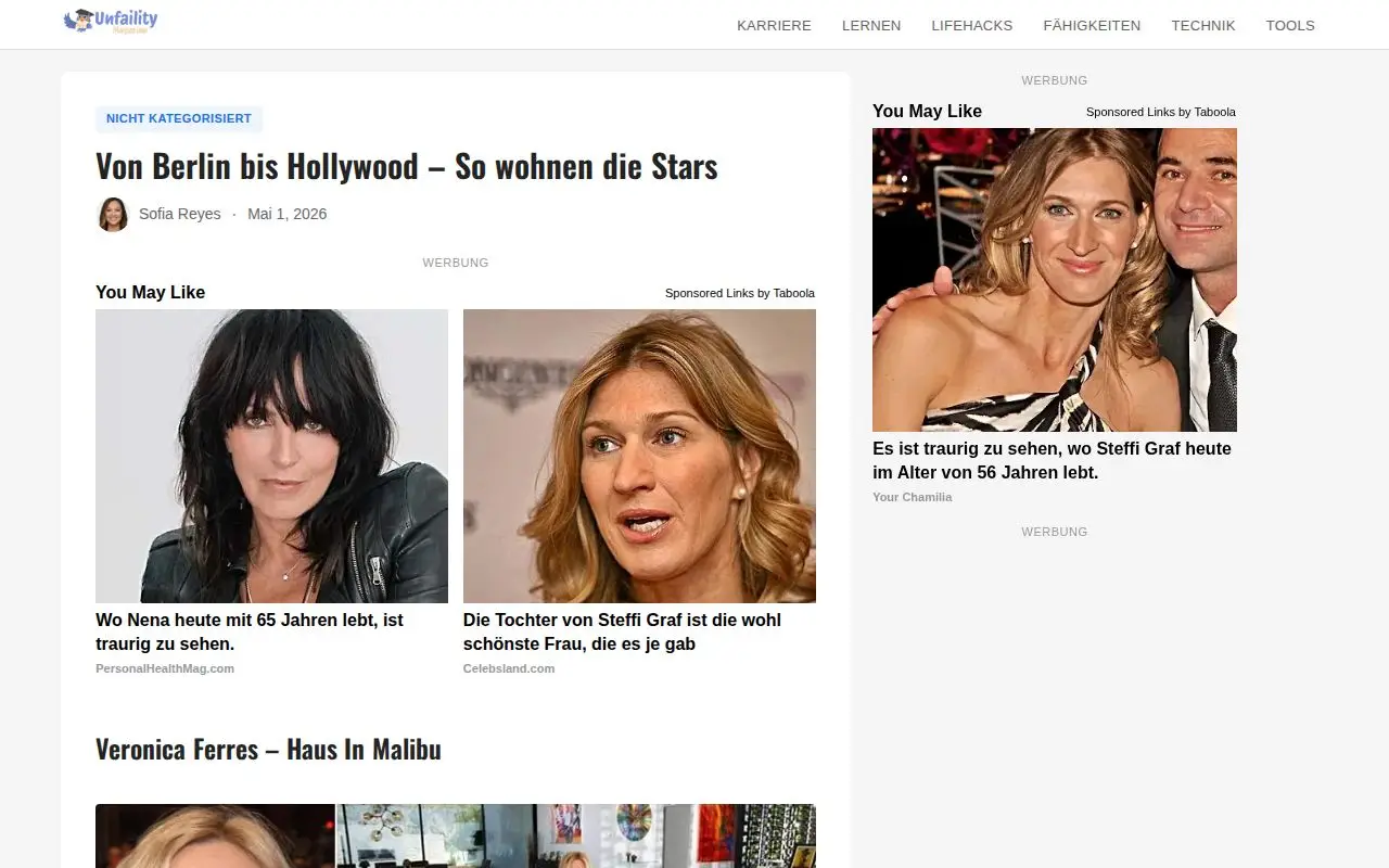 Landing page screenshot for unfaility.com