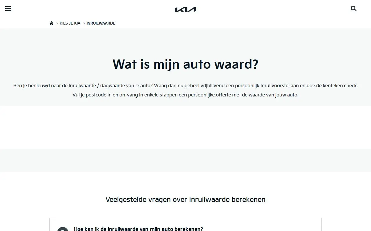 Landing page screenshot for www.kia.com