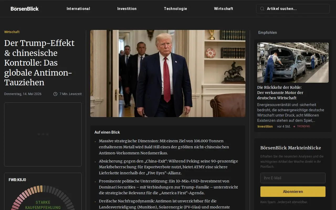 Landing page screenshot for boersenblick.com