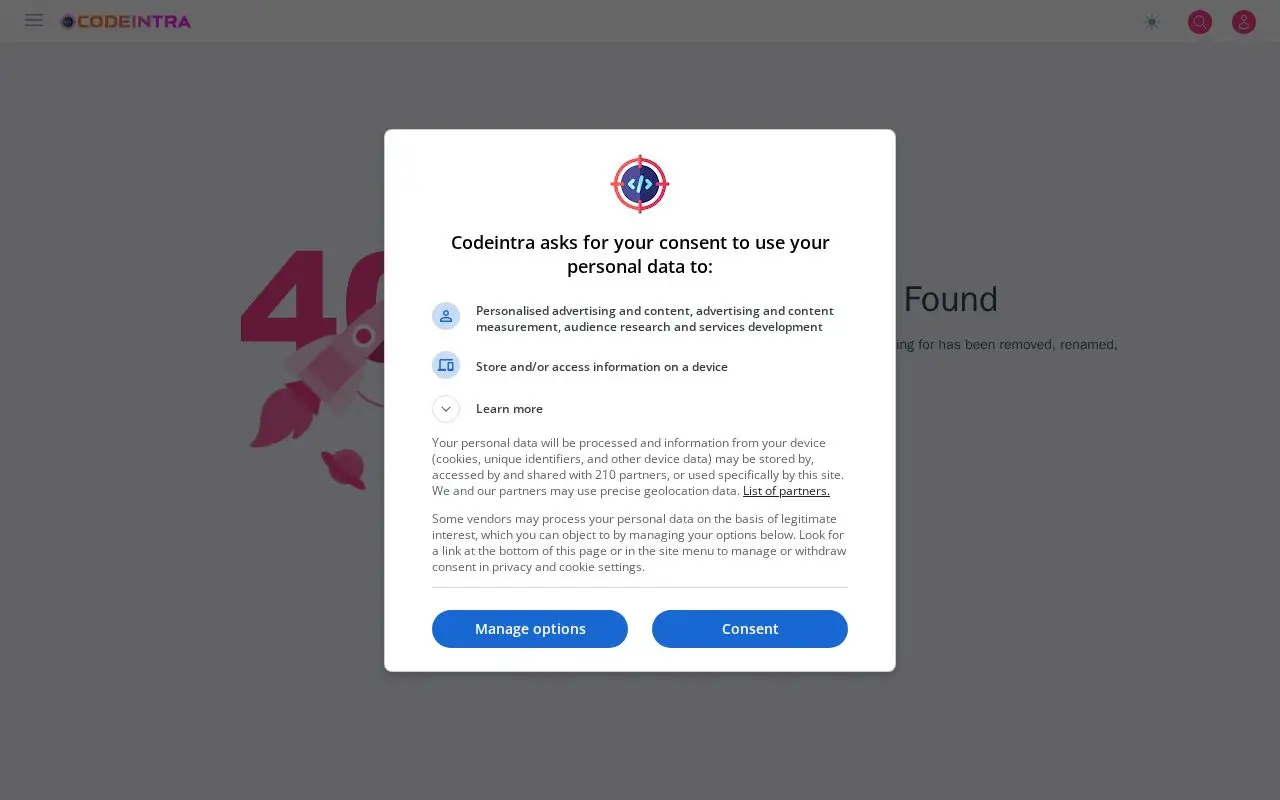 Landing page screenshot for codeintra.com