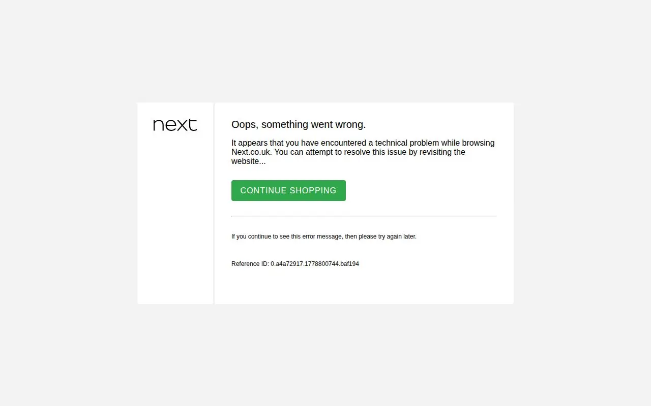 Landing page screenshot for www.next.co.uk