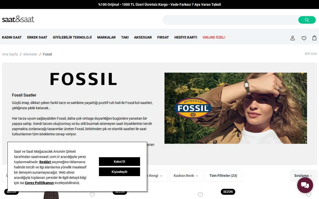 Landing page screenshot for www.saatvesaat.com.tr