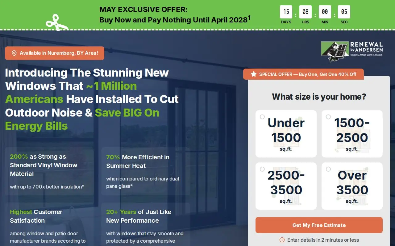 Landing page screenshot for offers.renewalbyandersenpros.com