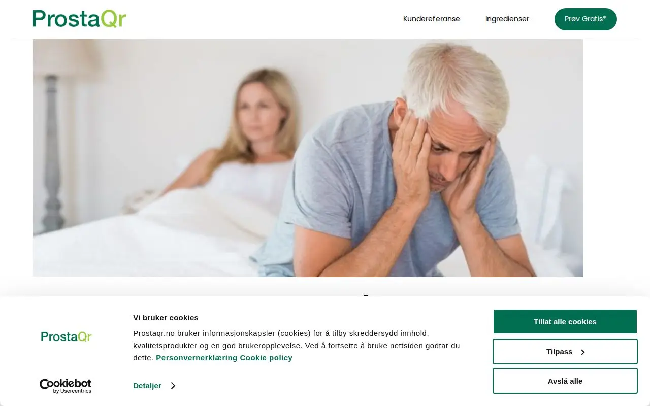 Landing page screenshot for prostaqr.no