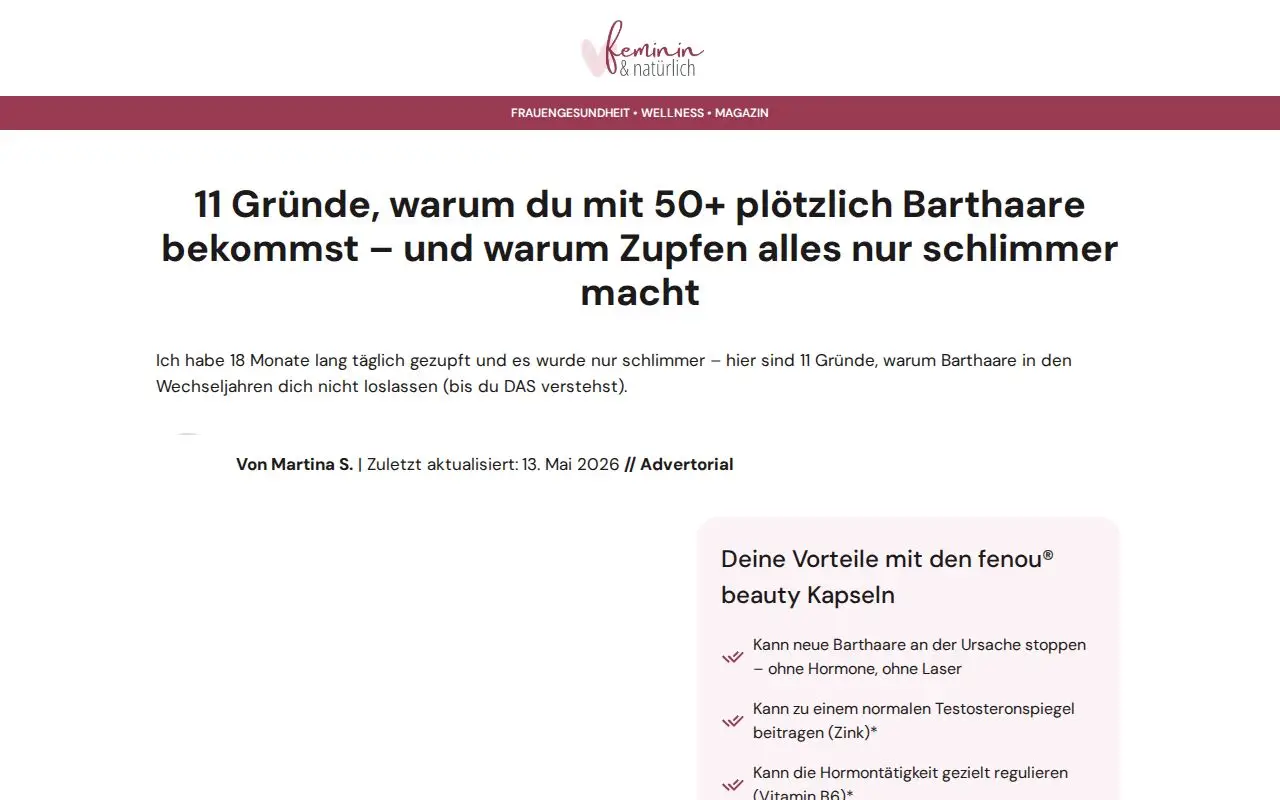 Landing page screenshot for feminin-und-natuerlich.org