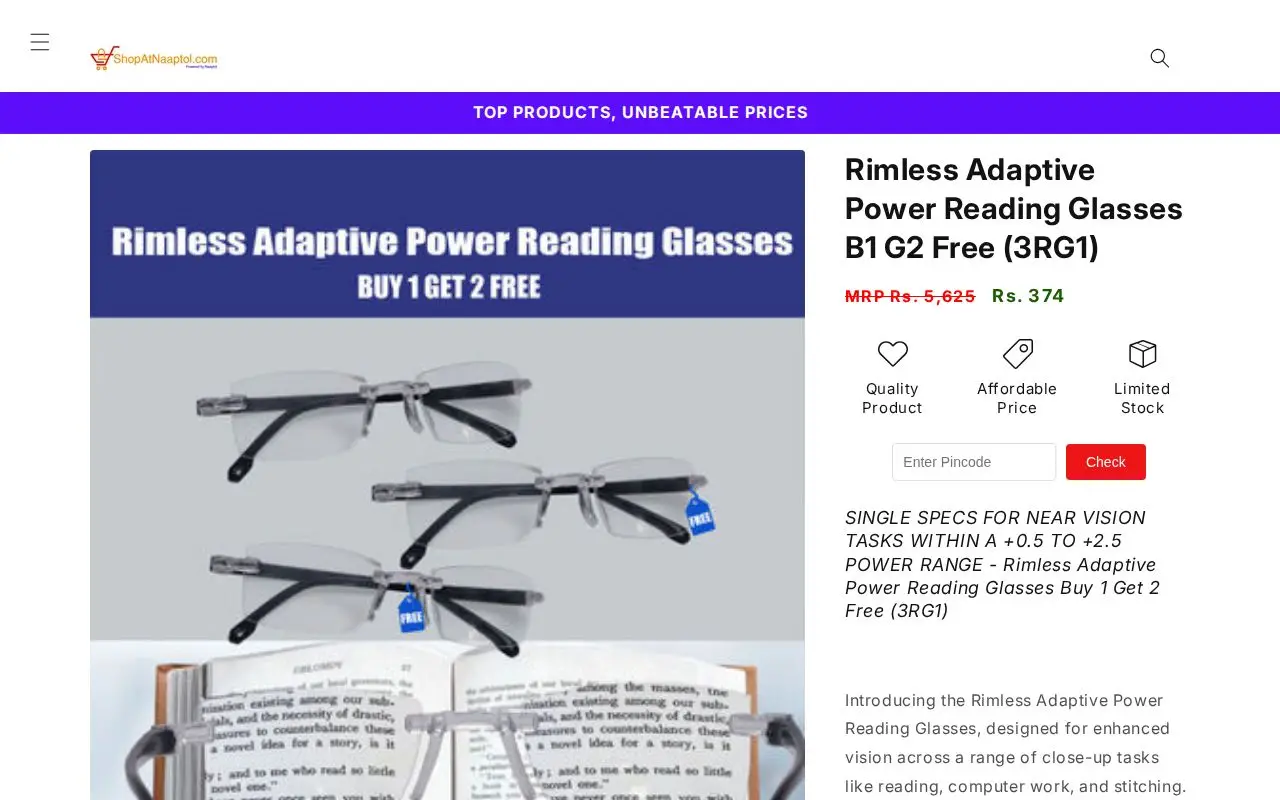 These Rimless Reading Glasses Adjust From +0.5 to +2.5
