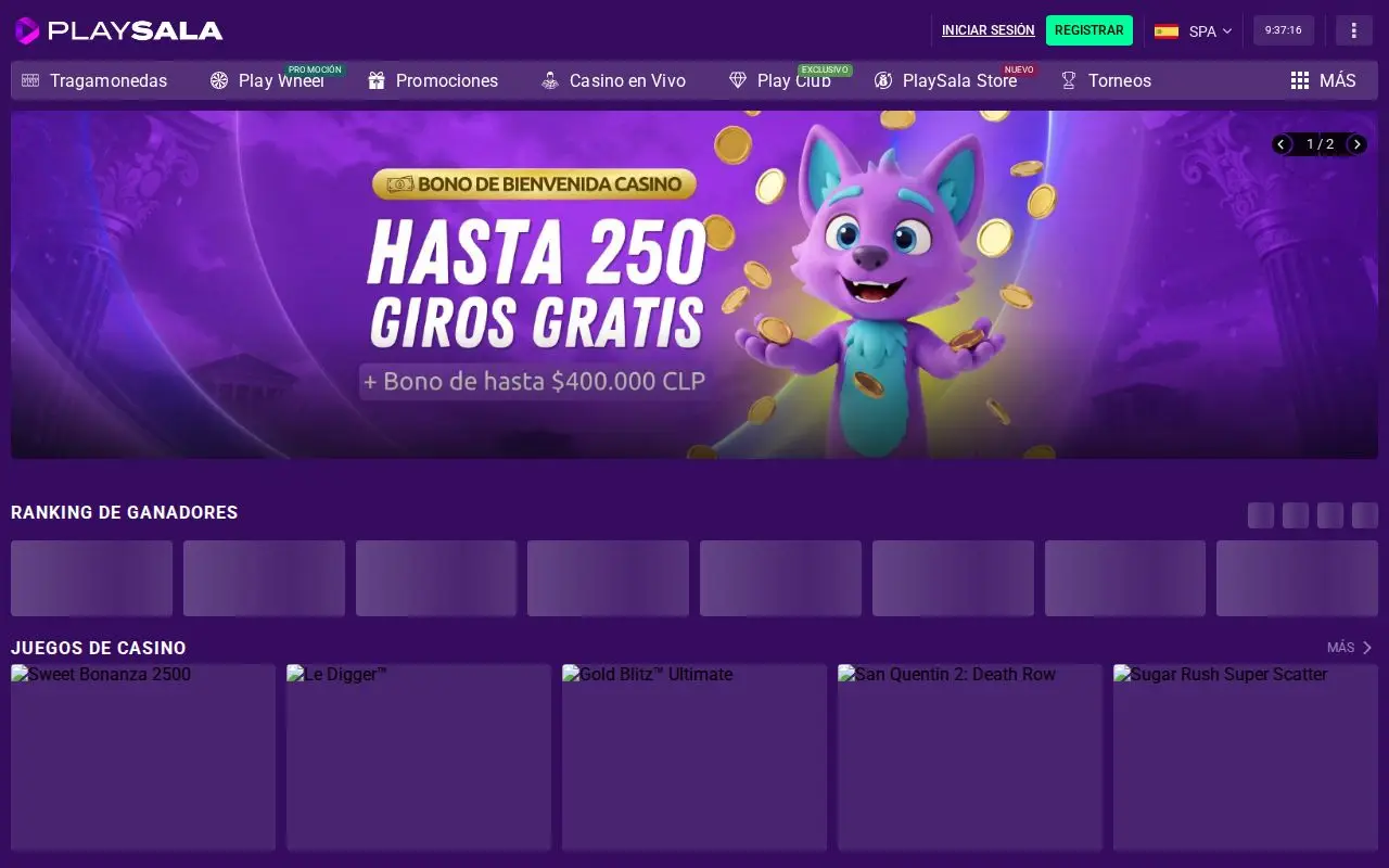 Landing page screenshot for www.playsala.com