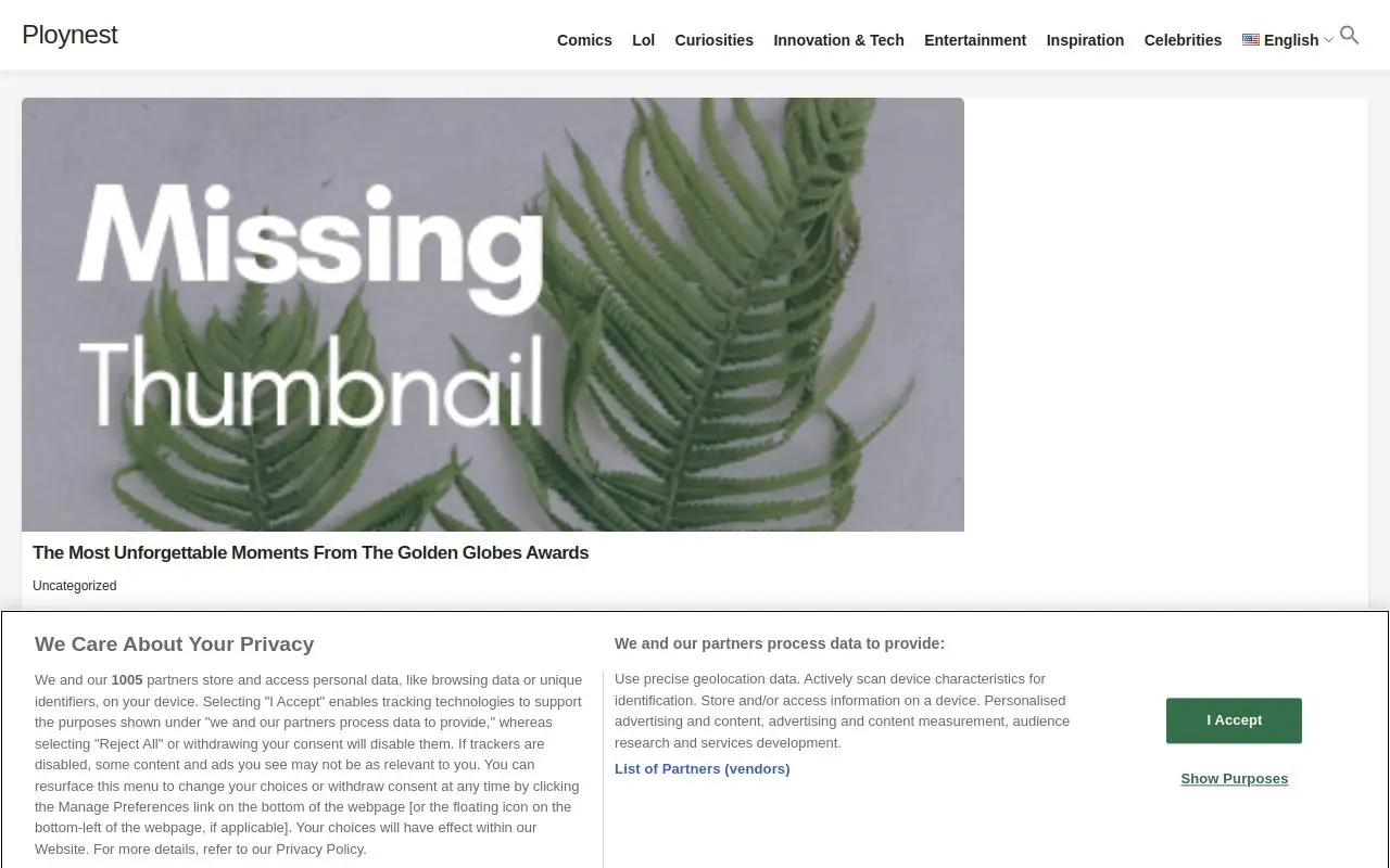 Landing page screenshot