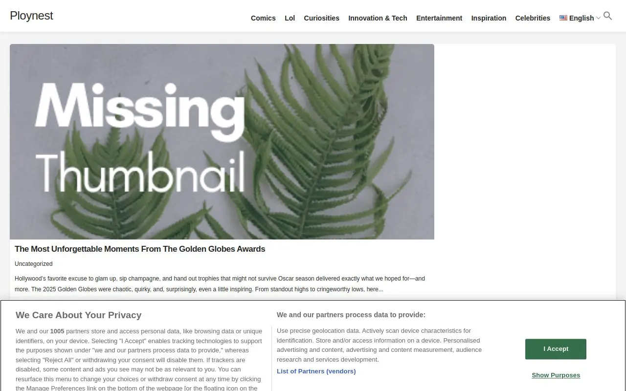 Landing page screenshot