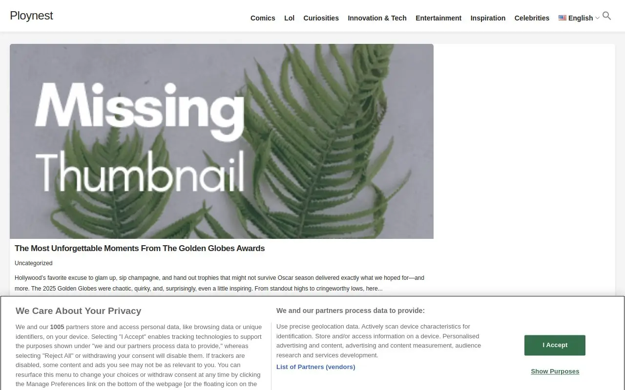 Landing page screenshot