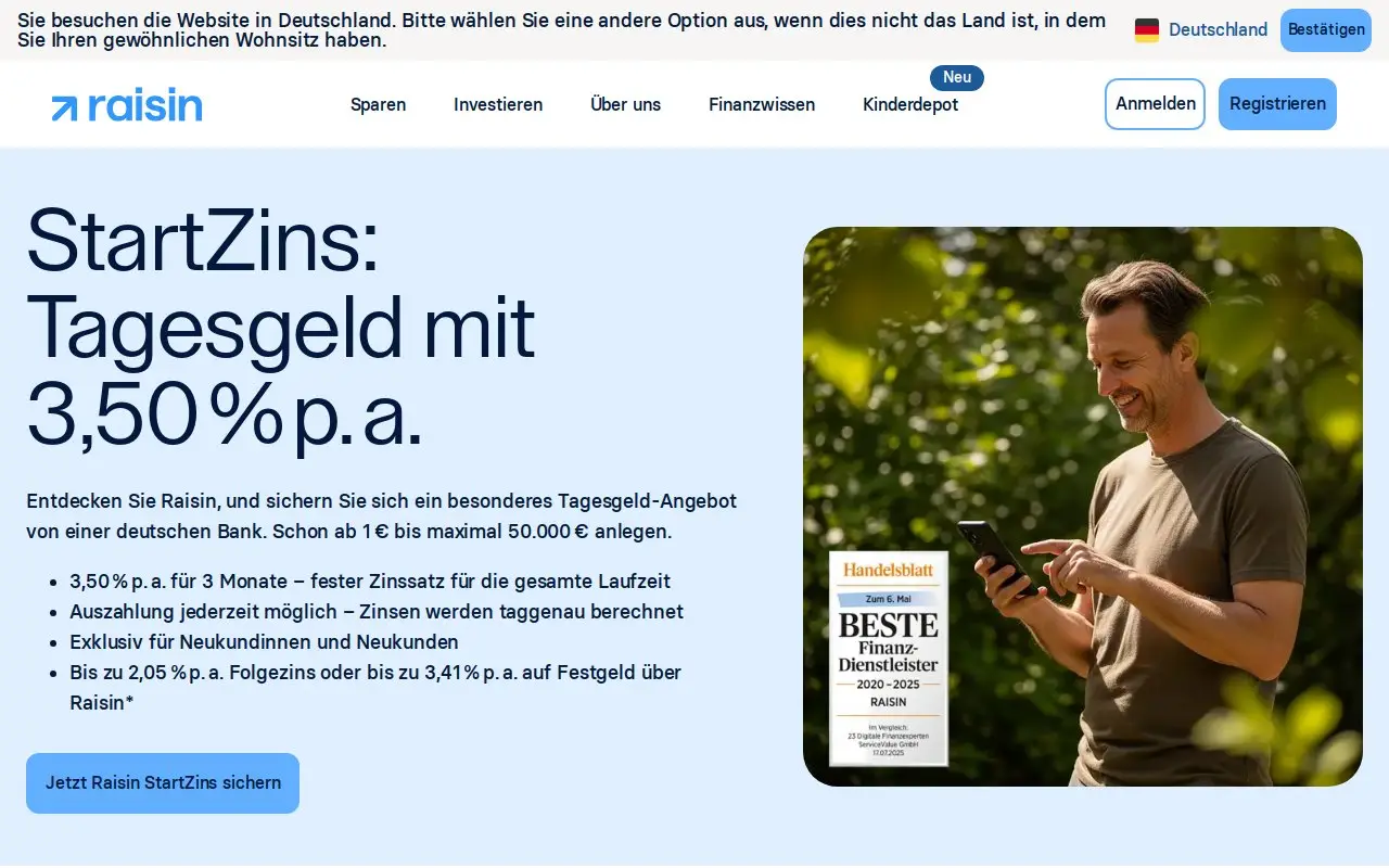 Landing page screenshot
