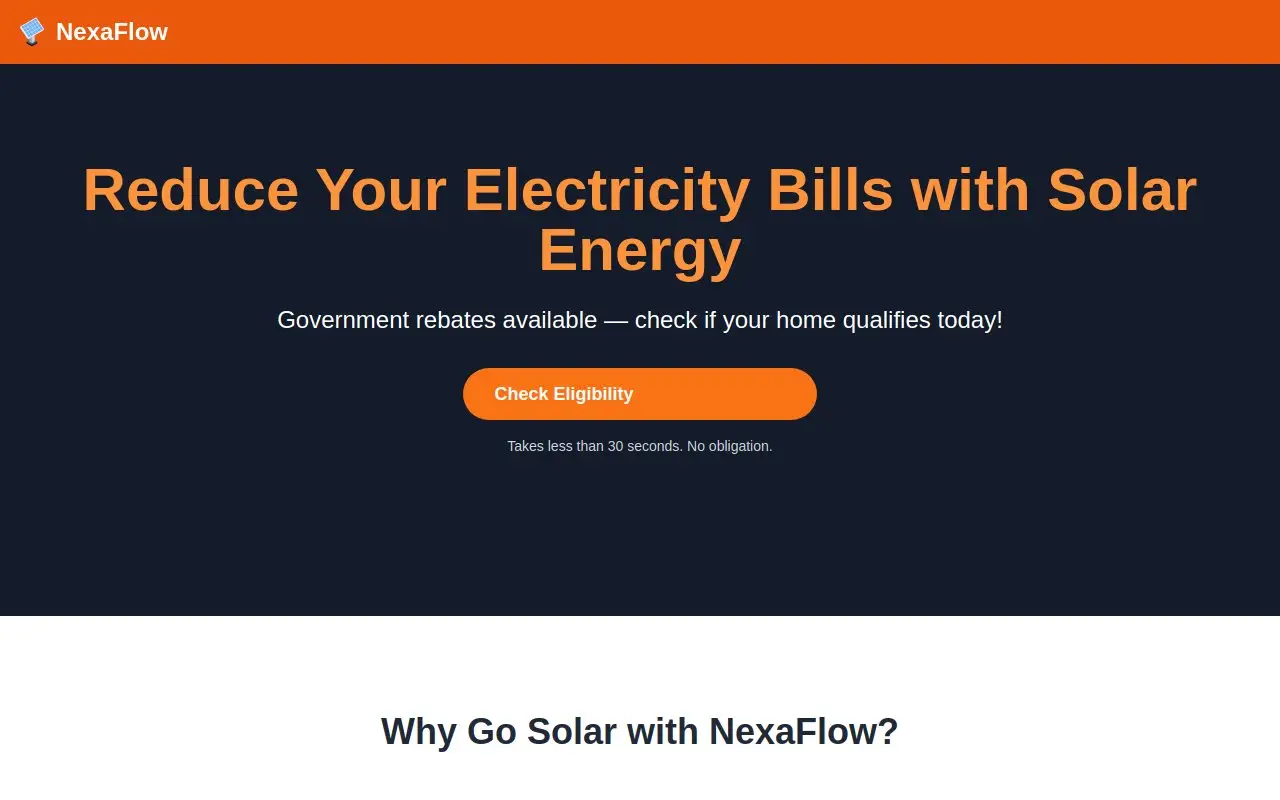 Landing page screenshot