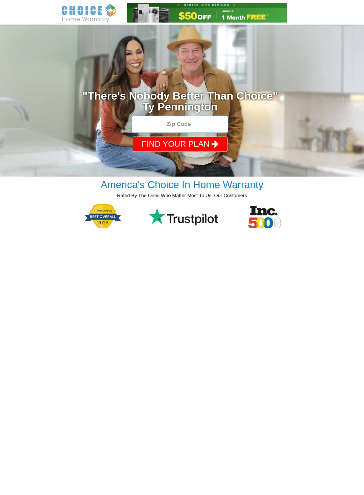 Landing page screenshot