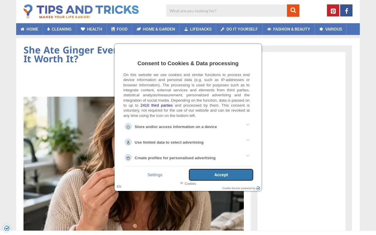 Landing page screenshot