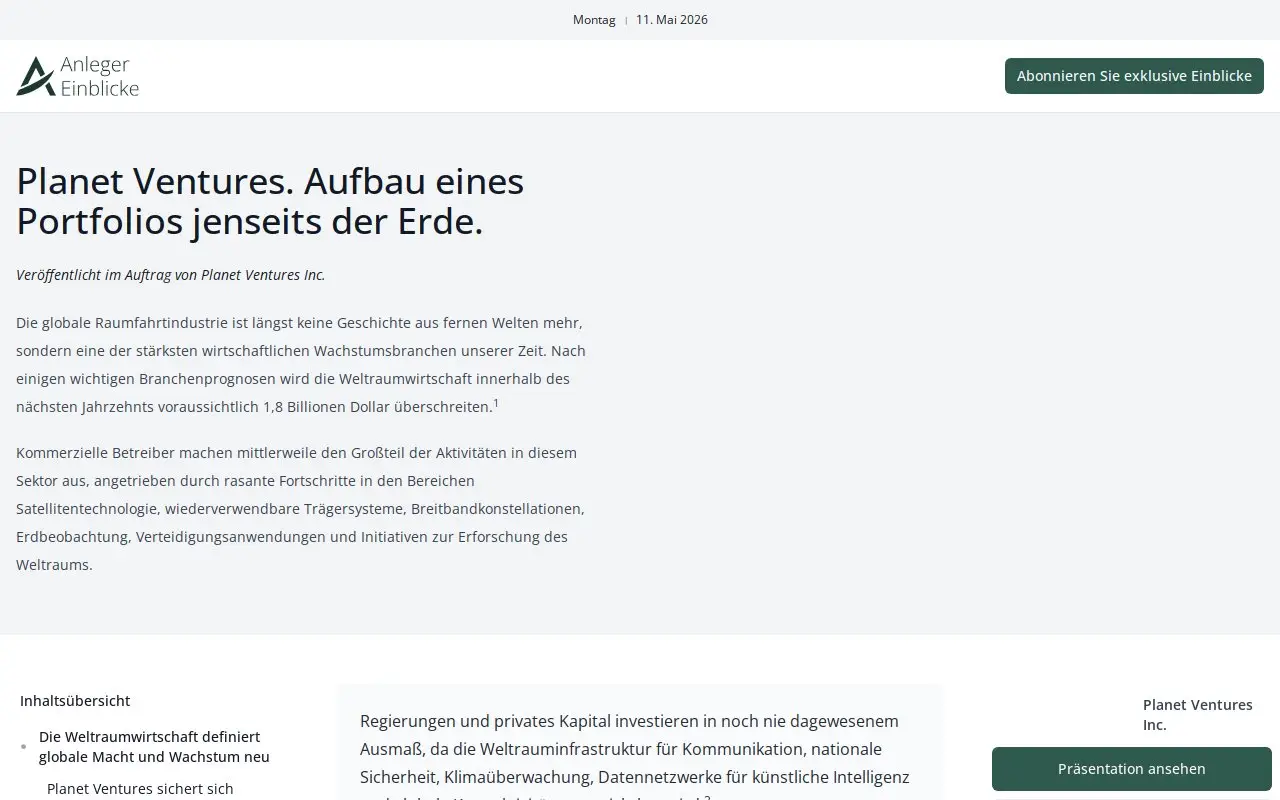 Landing page screenshot