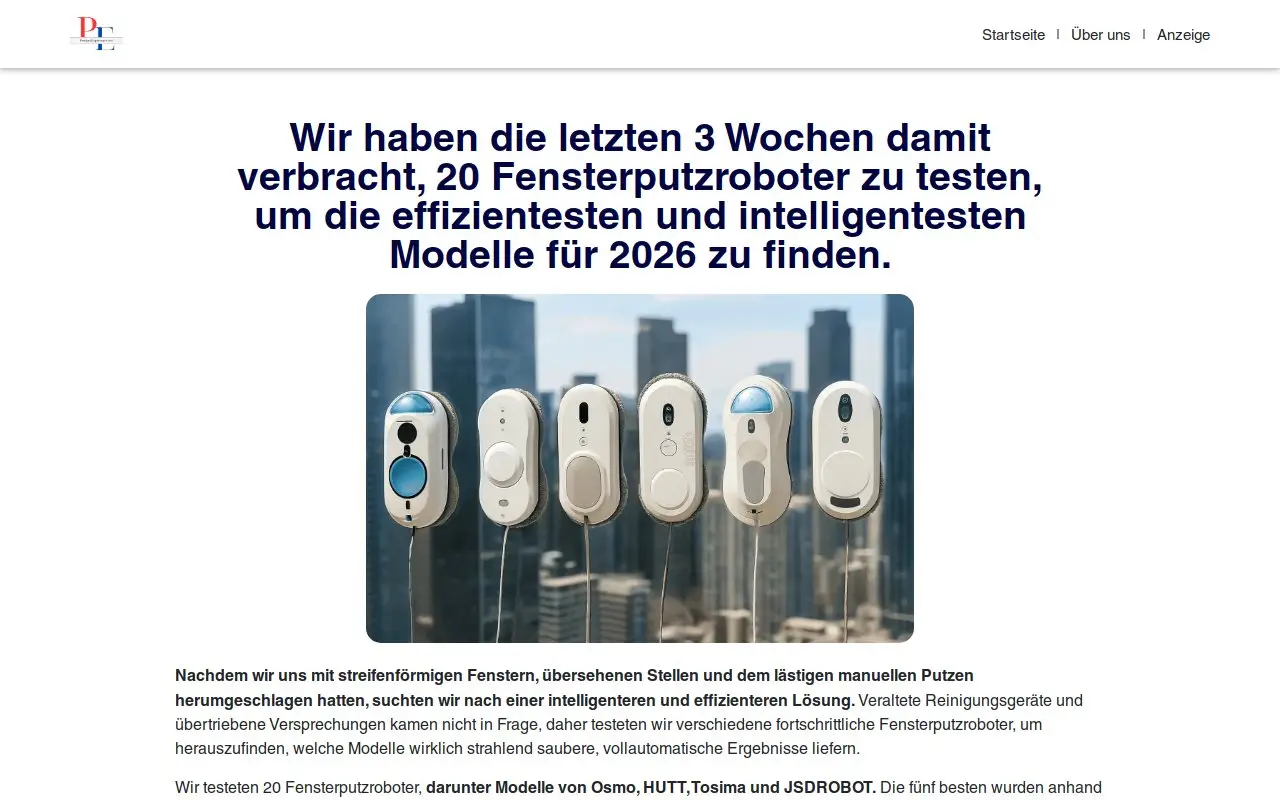 Landing page screenshot