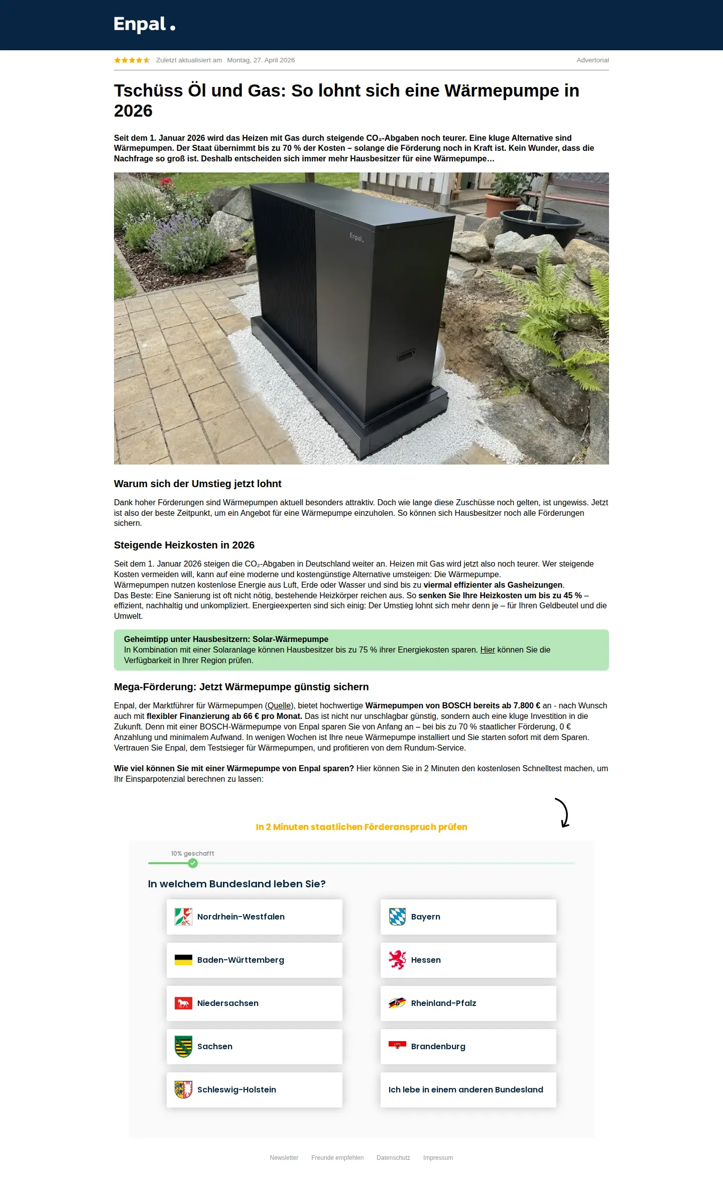 Landing page screenshot