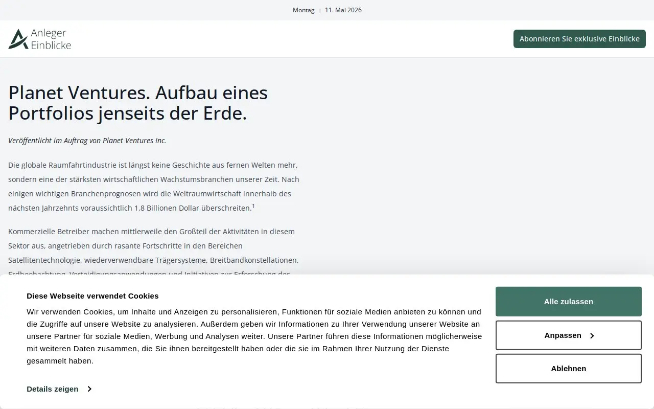 Landing page screenshot