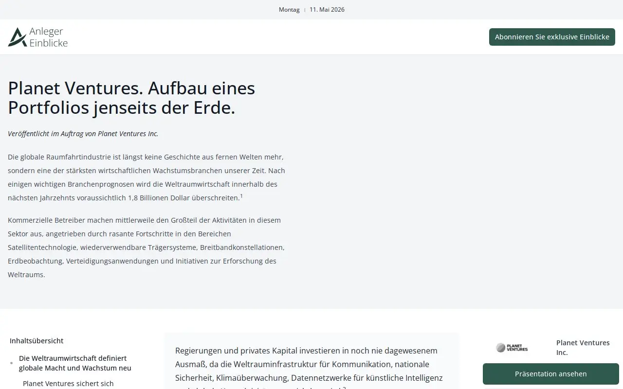 Landing page screenshot