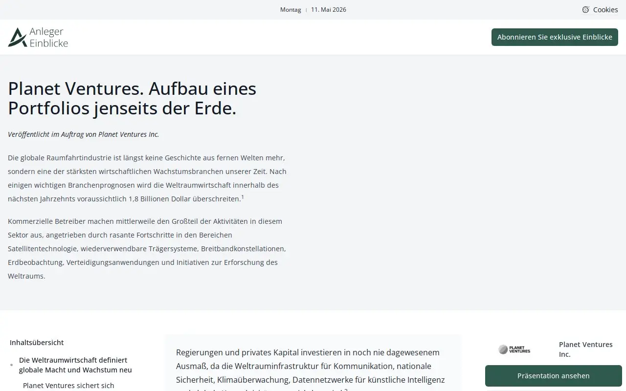 Landing page screenshot