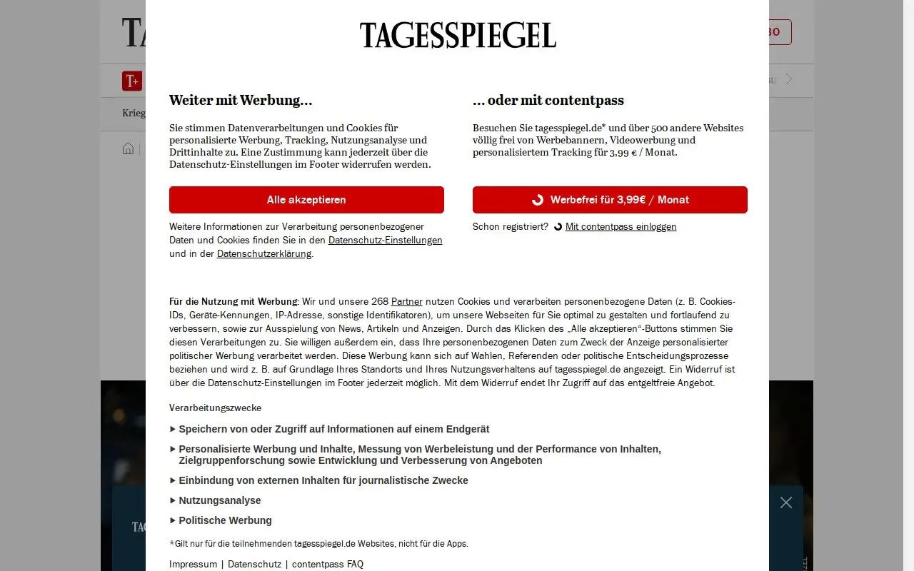 Landing page screenshot