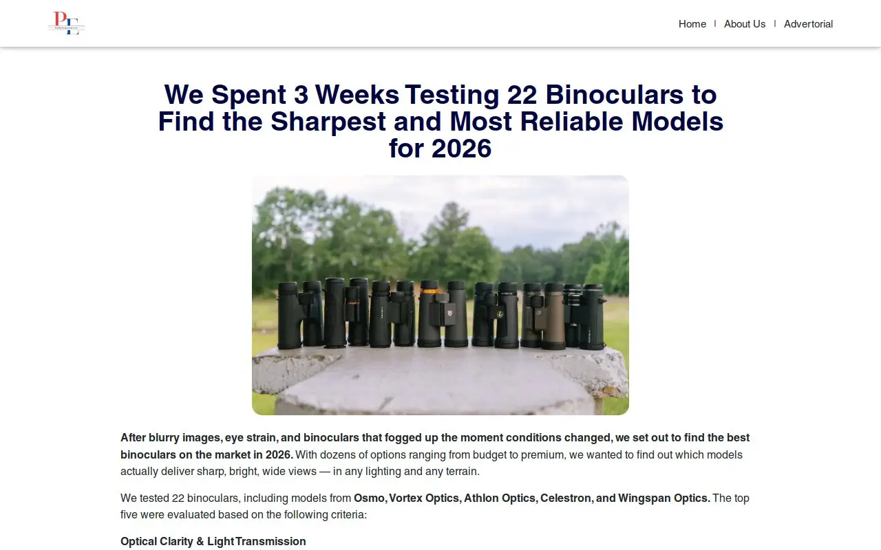 Landing page screenshot