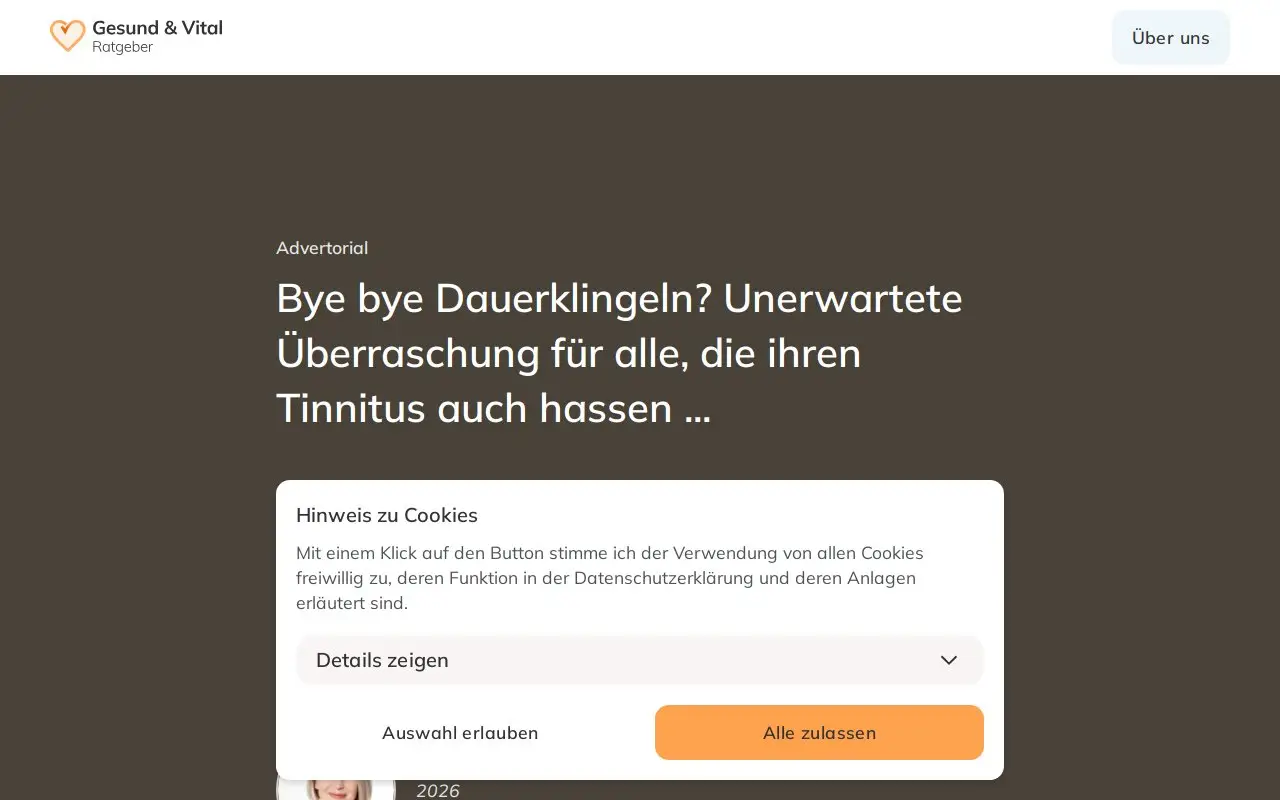Landing page screenshot
