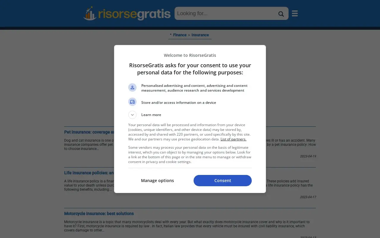 Landing page screenshot