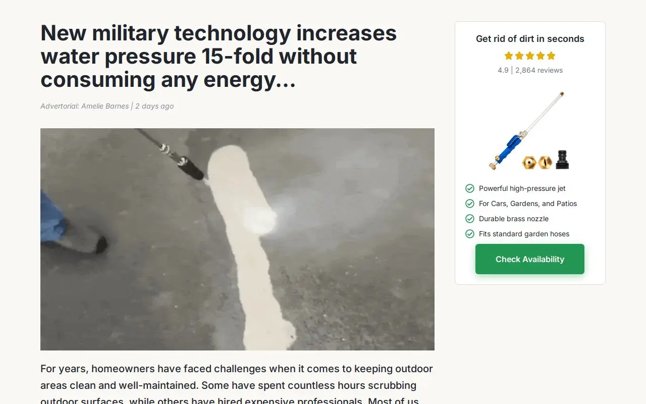 Landing page screenshot
