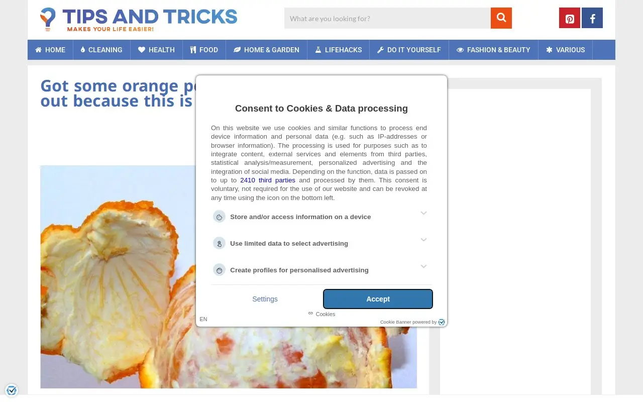 Landing page screenshot