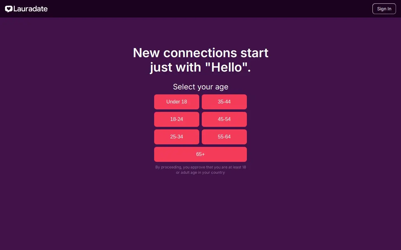 Landing page screenshot