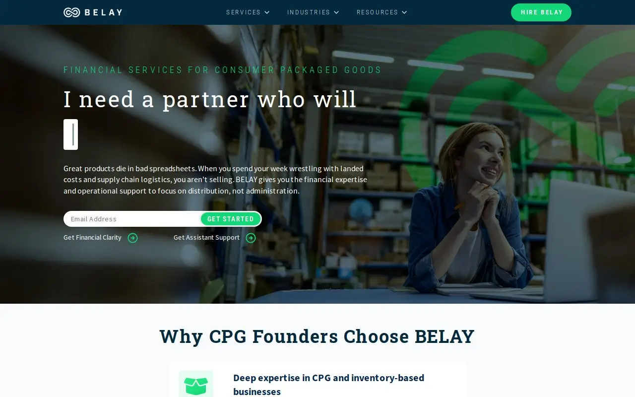 Landing page screenshot