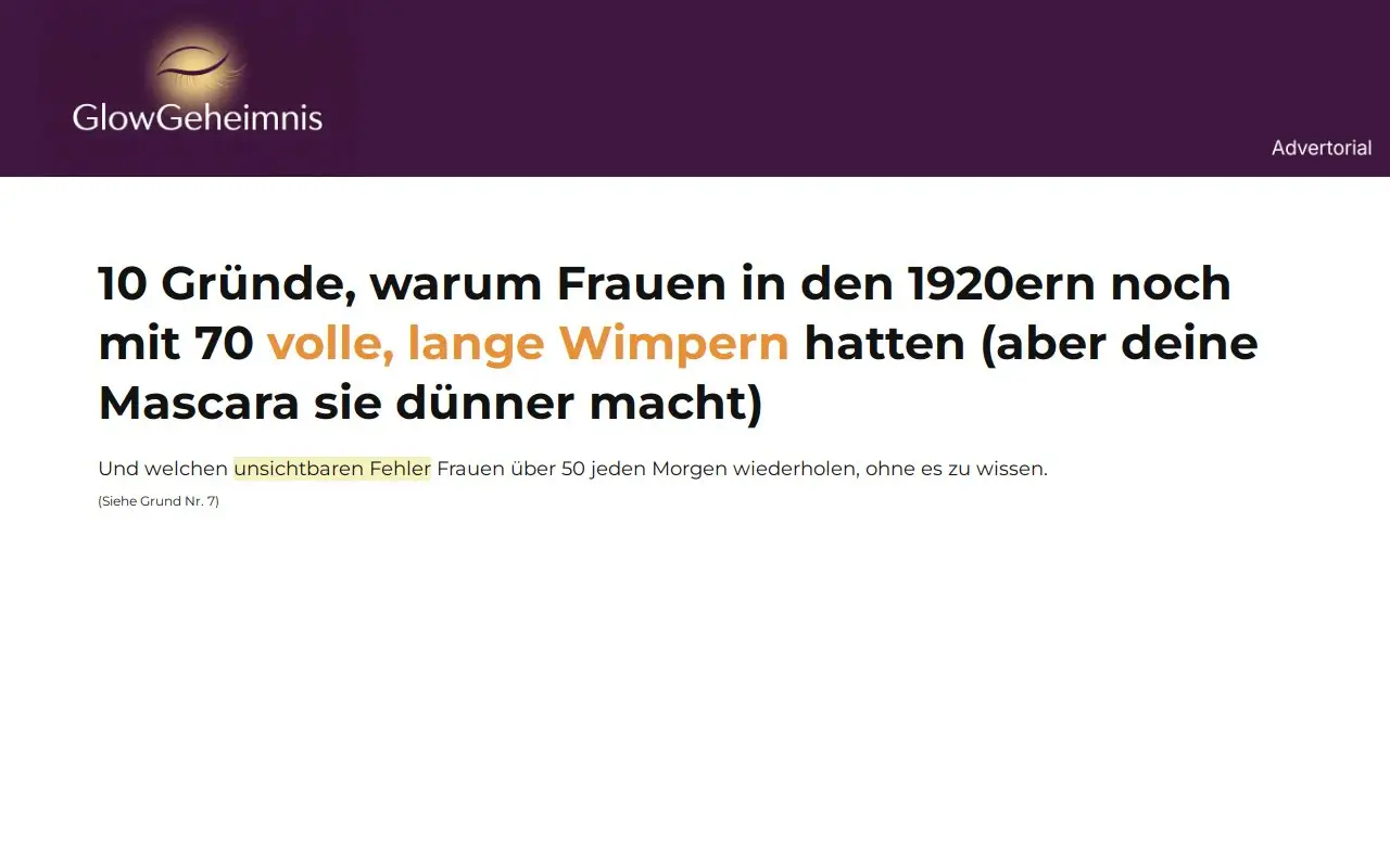 Landing page screenshot