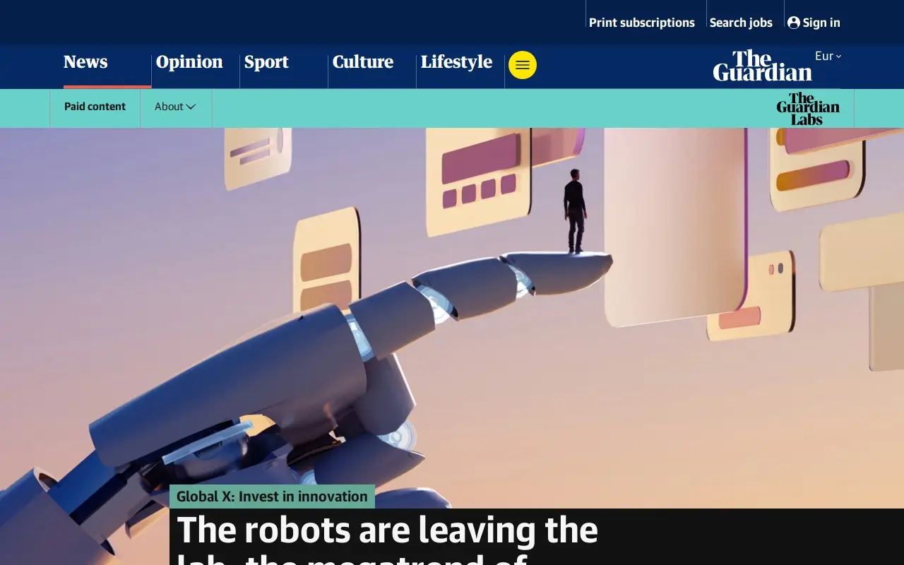 Landing page screenshot