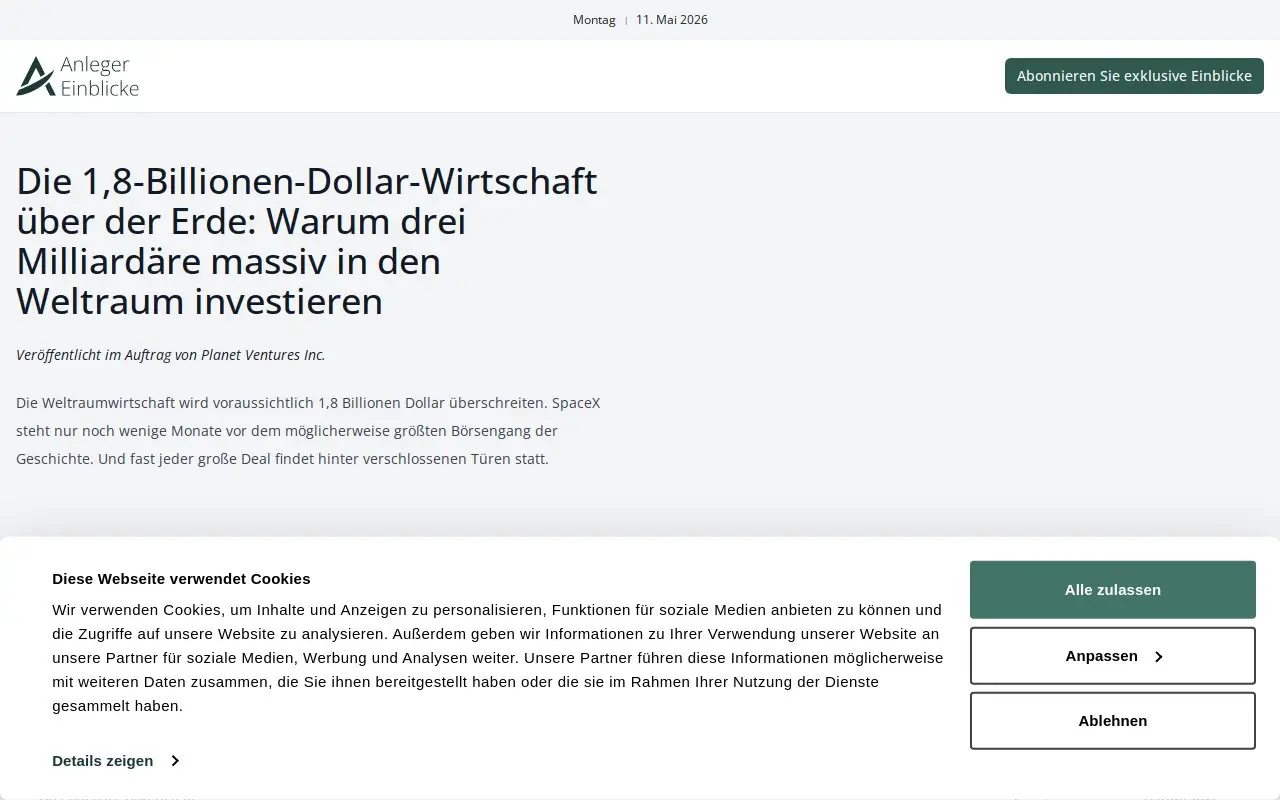 Landing page screenshot