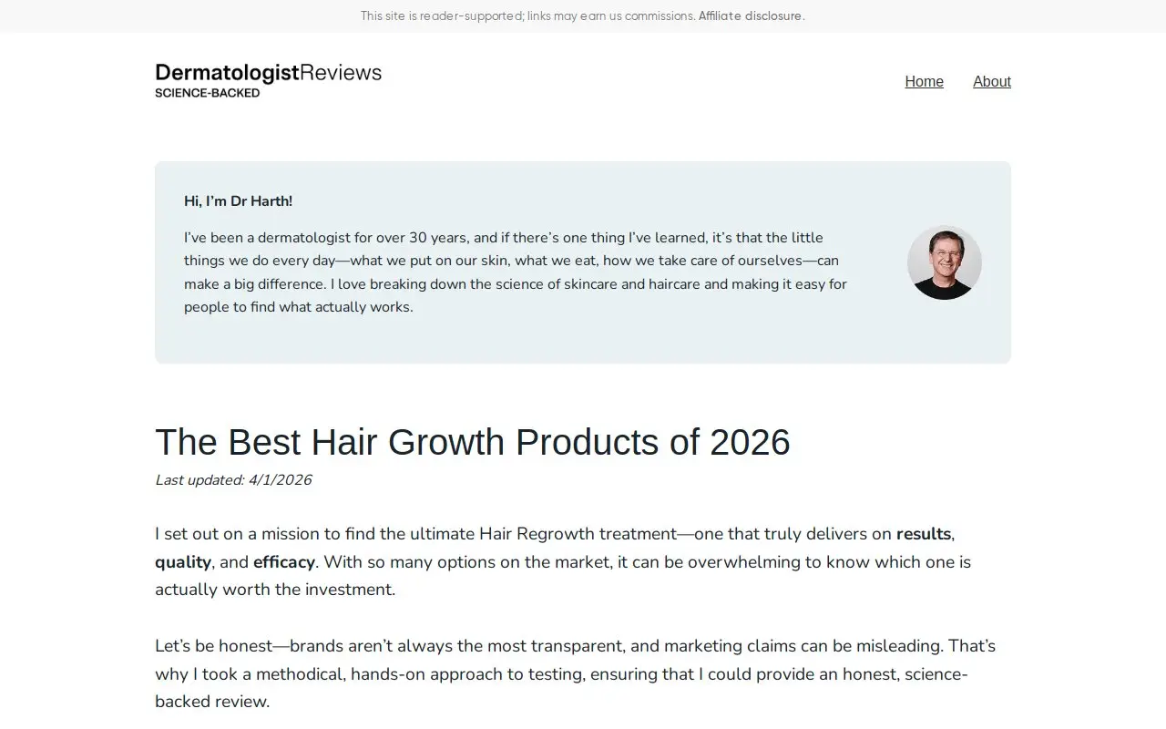 Landing page screenshot