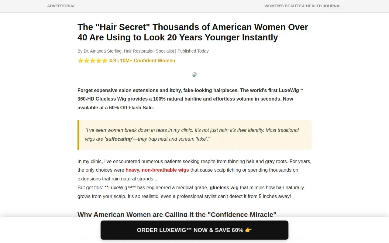 Landing page screenshot