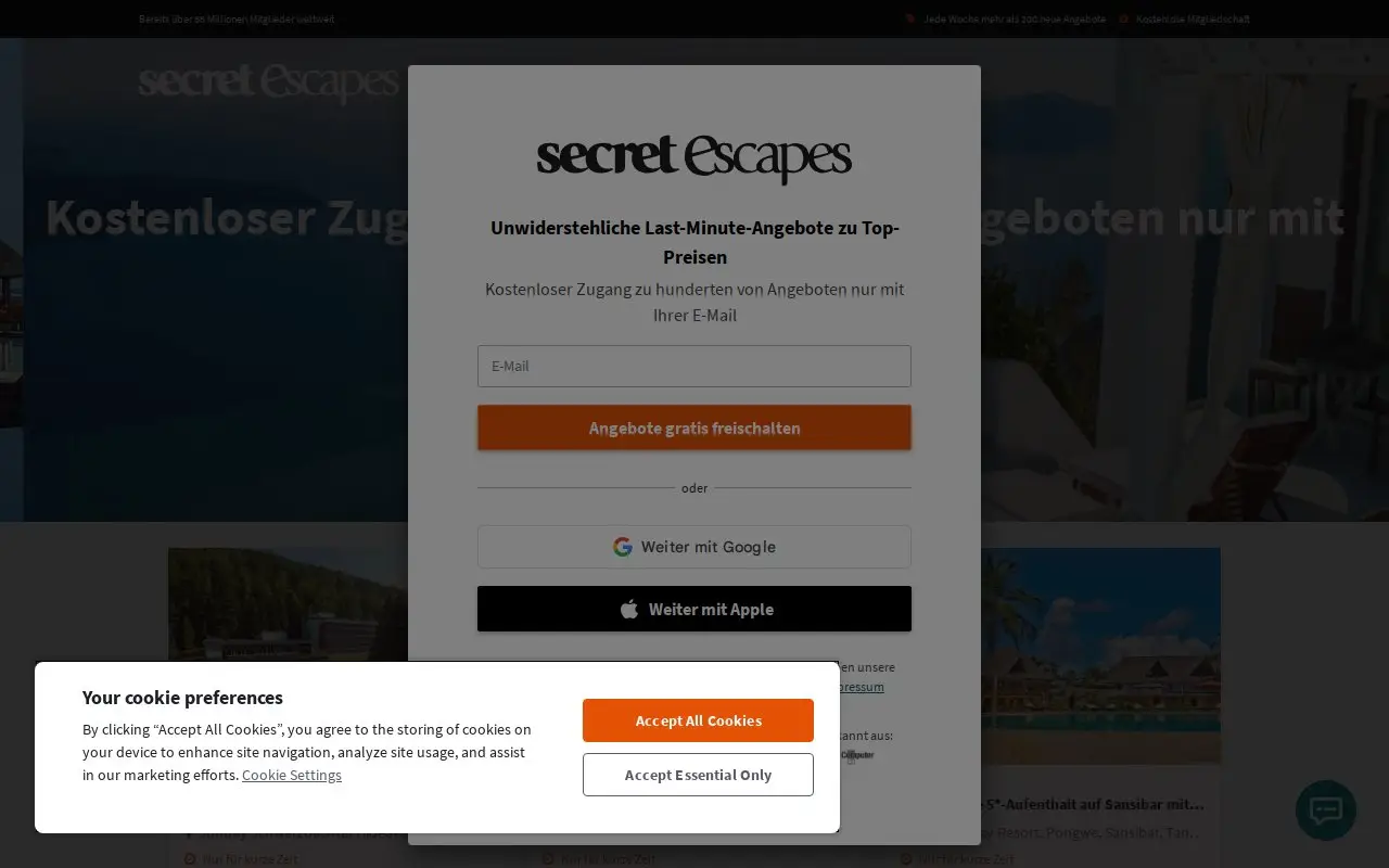 Landing page screenshot