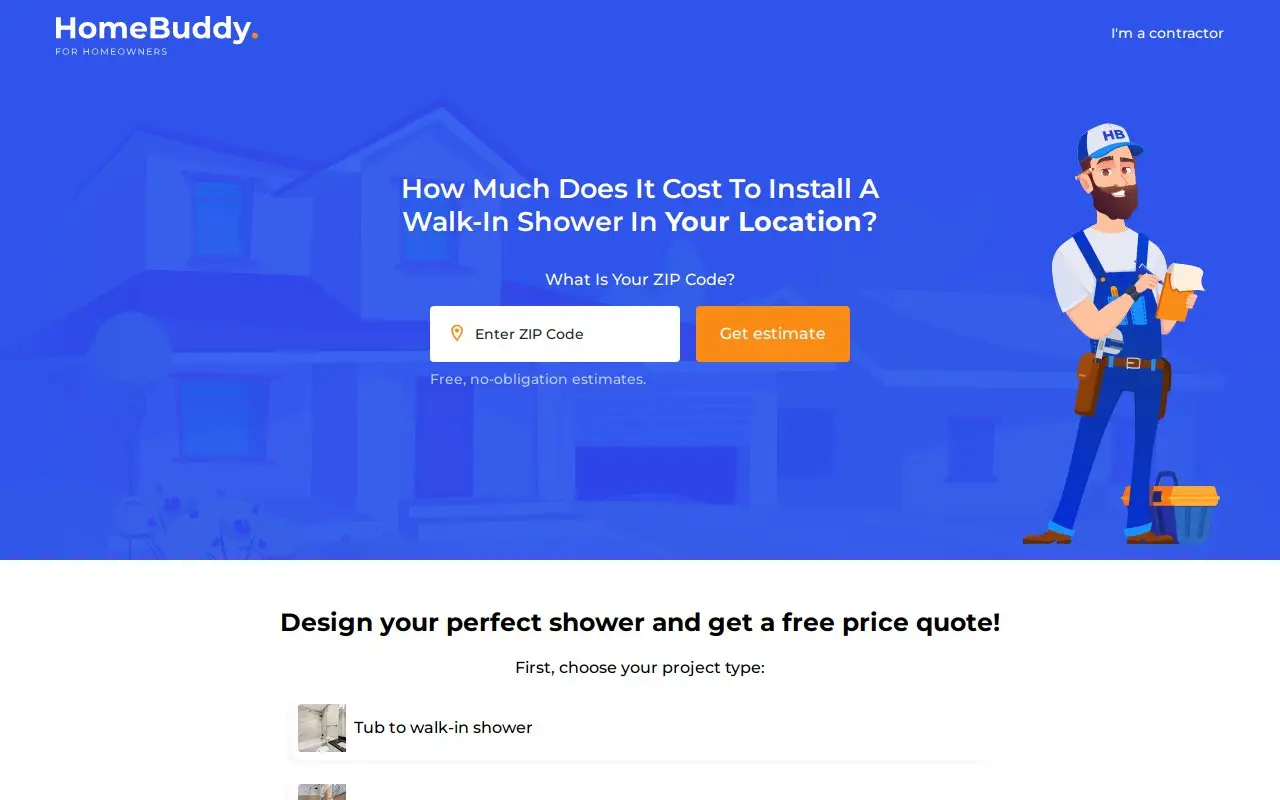 Landing page screenshot