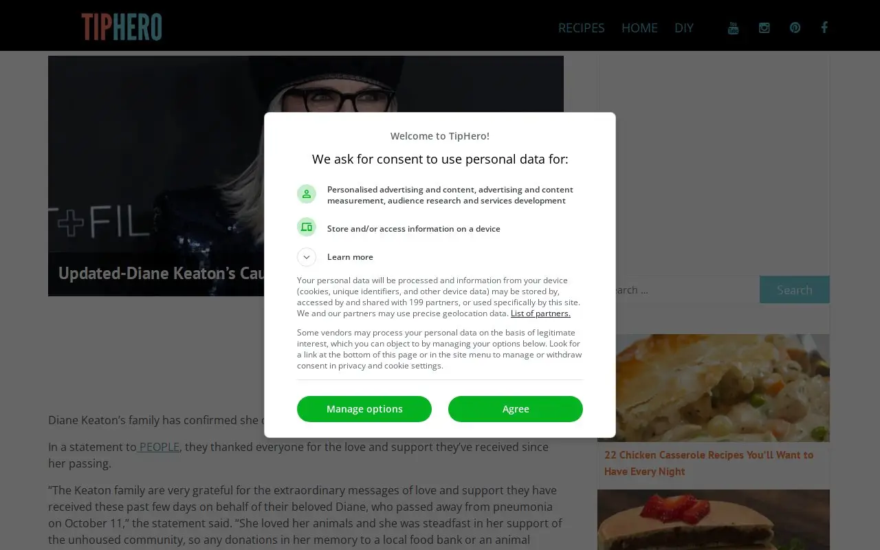 Landing page screenshot