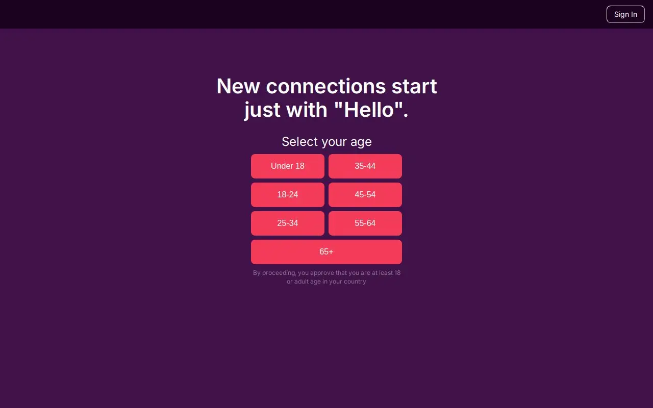 Landing page screenshot